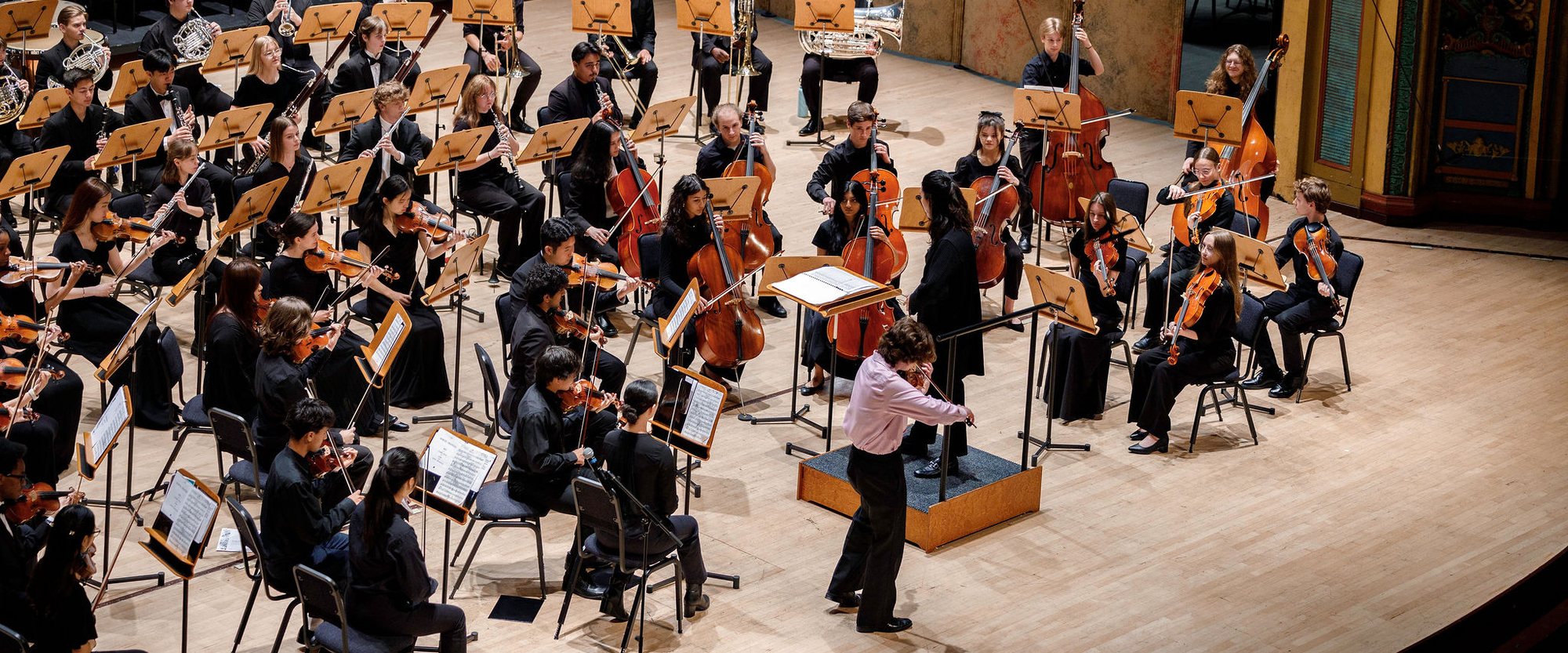 Richmond Symphony youth musicians performing onstage